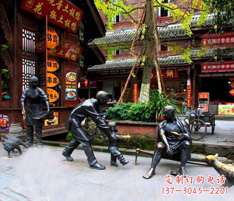 福建铜雕学走路儿童街道人物雕塑