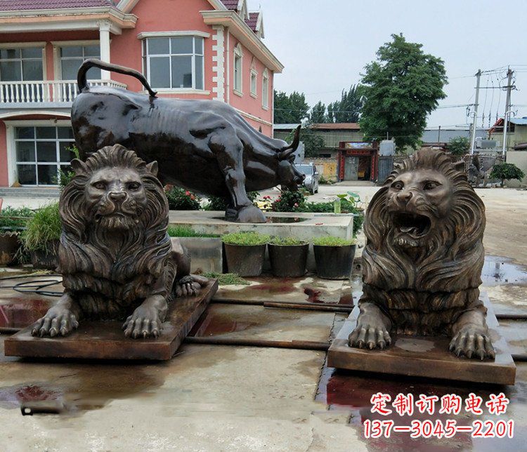 福建铜雕银行门口狮子雕塑摆件