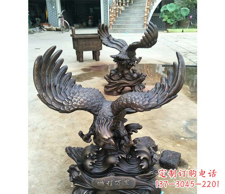 福建铜雕园林飞鹰动物雕塑