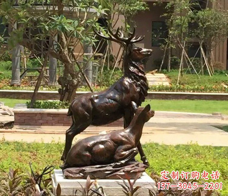 福建铜雕园林梅花鹿雕塑摆件