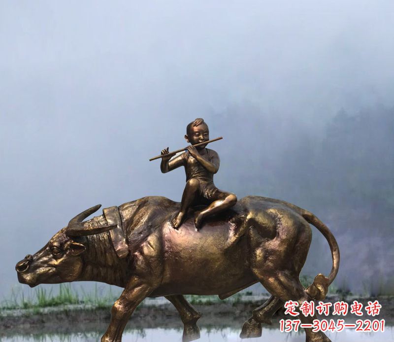 福建铜雕园林牧童骑牛