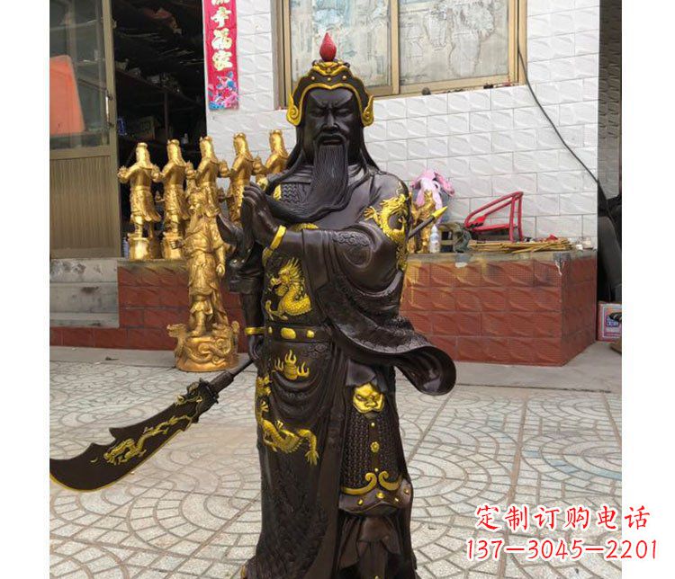 福建铜雕镇宅关公寺庙神像雕塑摆件 (2)