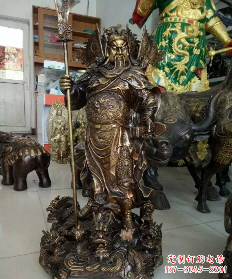 福建铜雕镇宅关公寺庙神像雕塑摆件