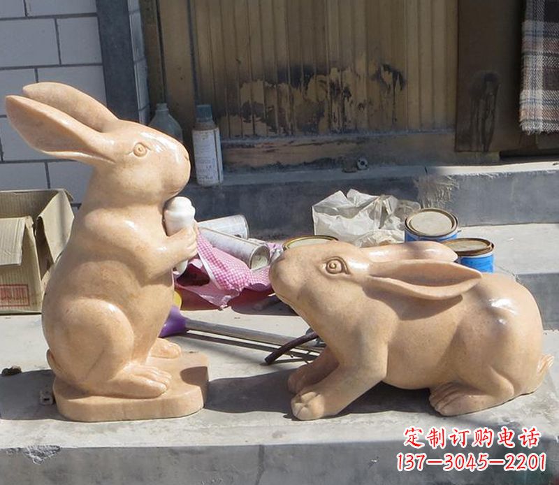 福建兔子石雕公园动物摆件