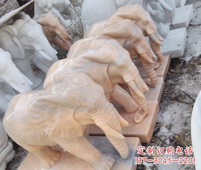 福建晚霞红大象门口石雕