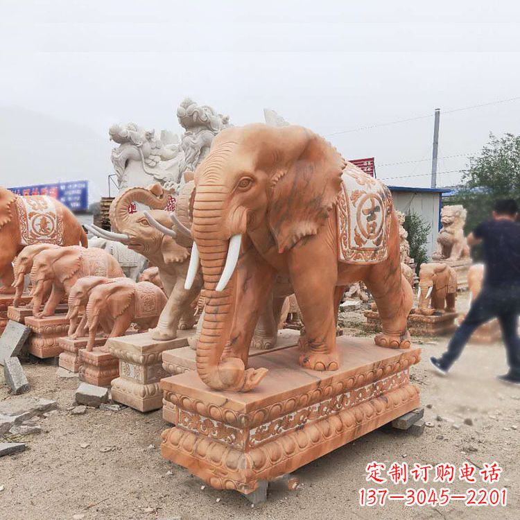 福建晚霞红大象石雕