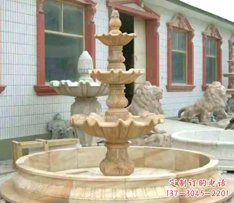 福建晚霞红大型喷泉石雕 (3)