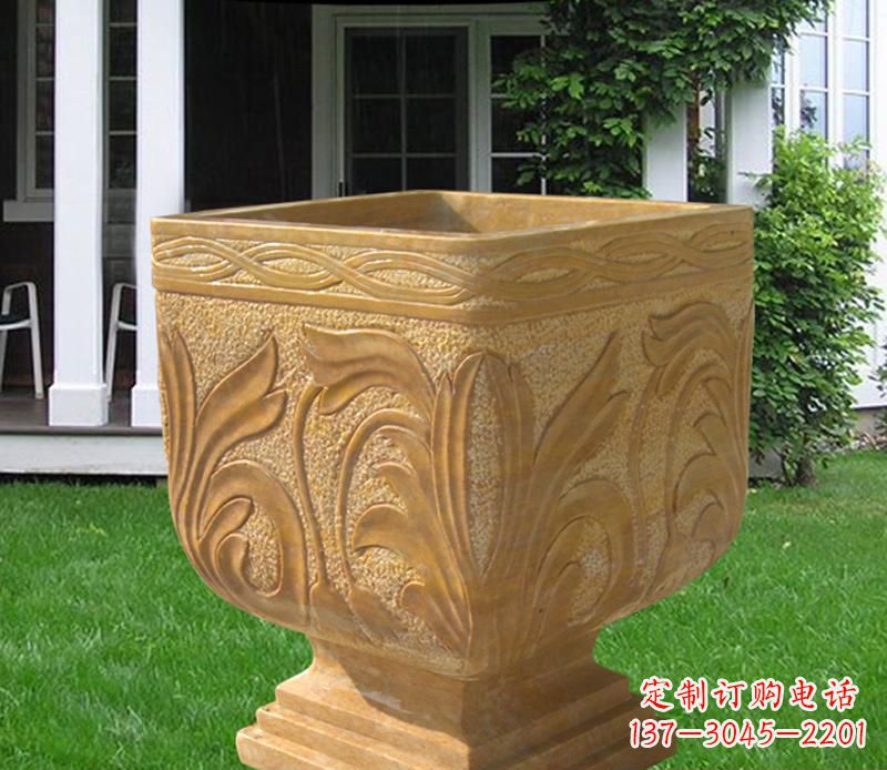 福建晚霞红雕刻景观花盆雕塑