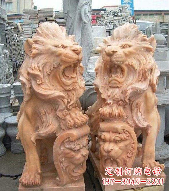 福建晚霞红盾牌欧式狮子