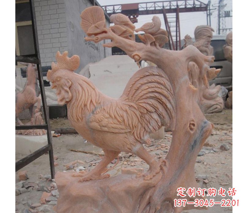 福建晚霞红公鸡雕塑