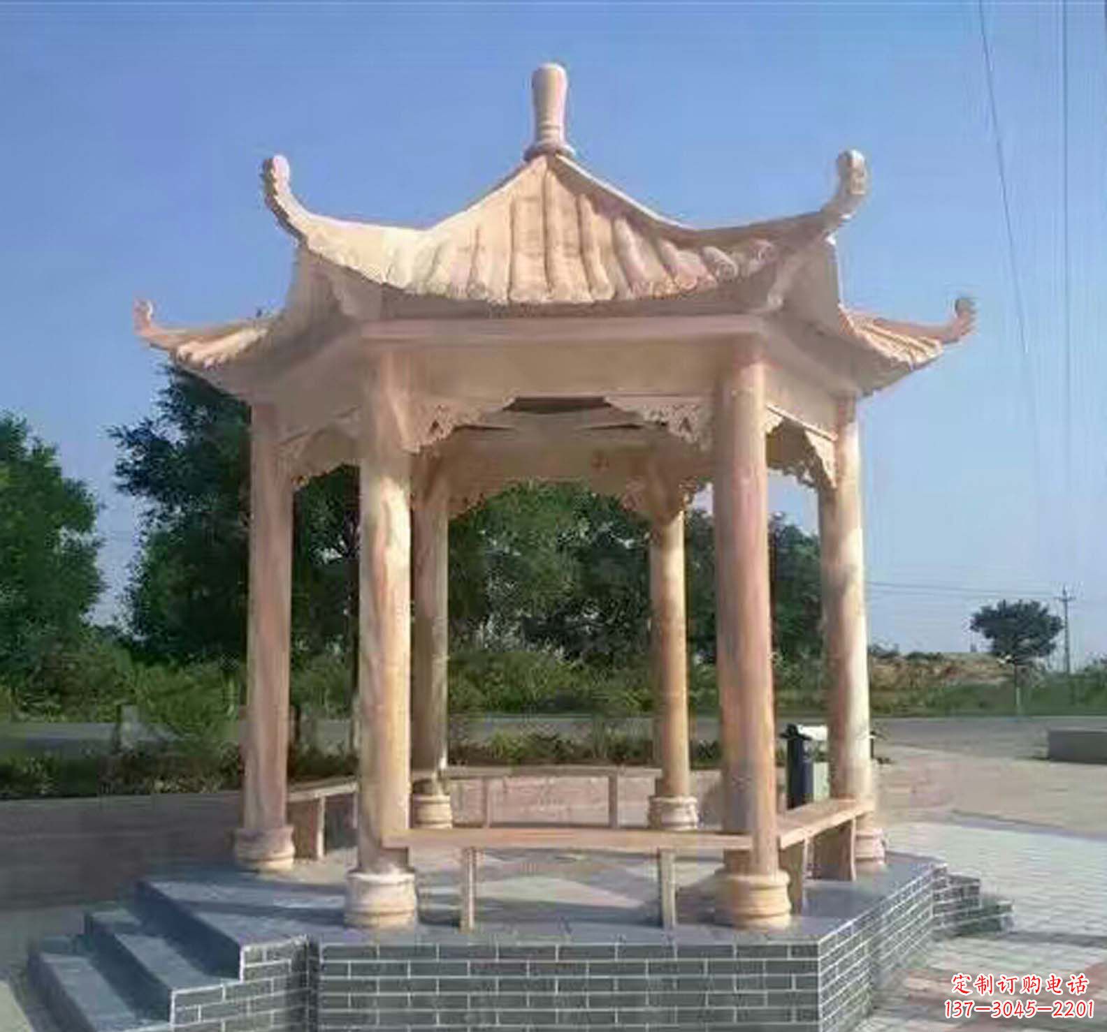 福建晚霞红公园景观凉亭