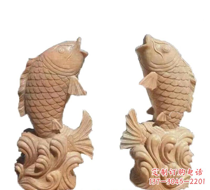 福建晚霞红公园喷水鲤鱼石雕