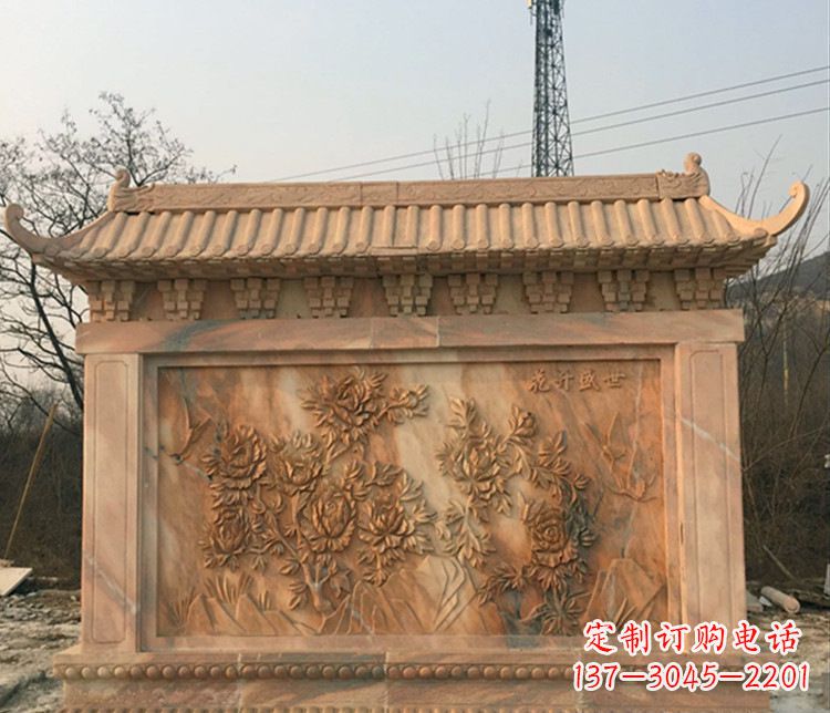 福建晚霞红公园影壁雕塑