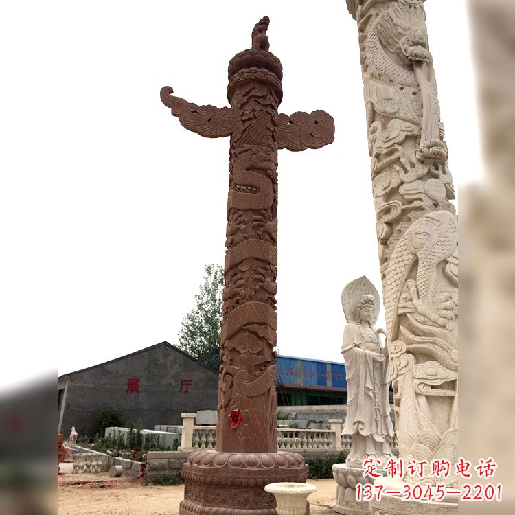 福建晚霞红华表石柱