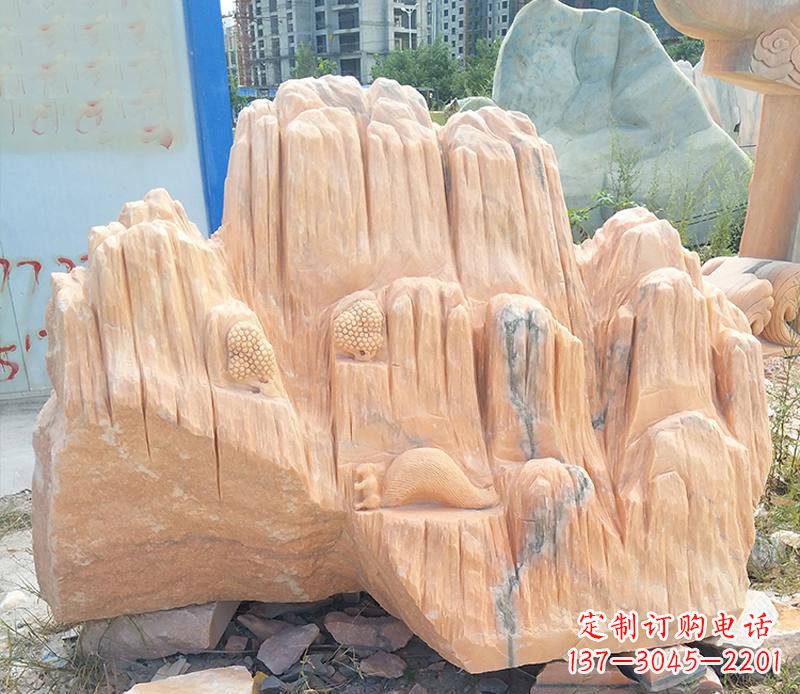 福建晚霞红景观假山雕塑