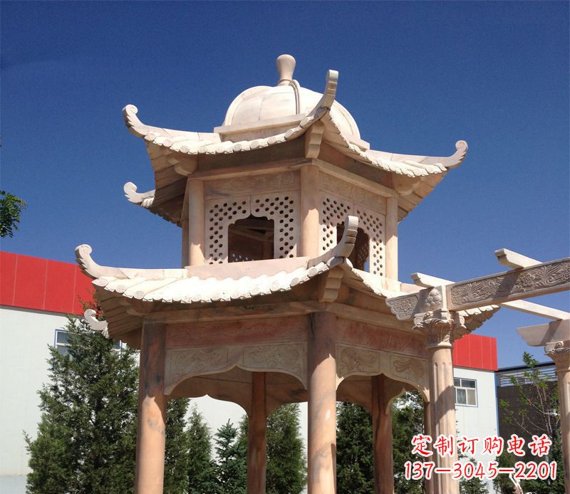福建晚霞红景观凉亭雕塑