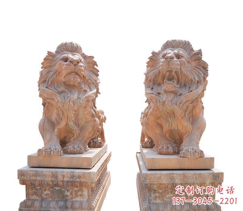 福建晚霞红欧式狮子雕塑