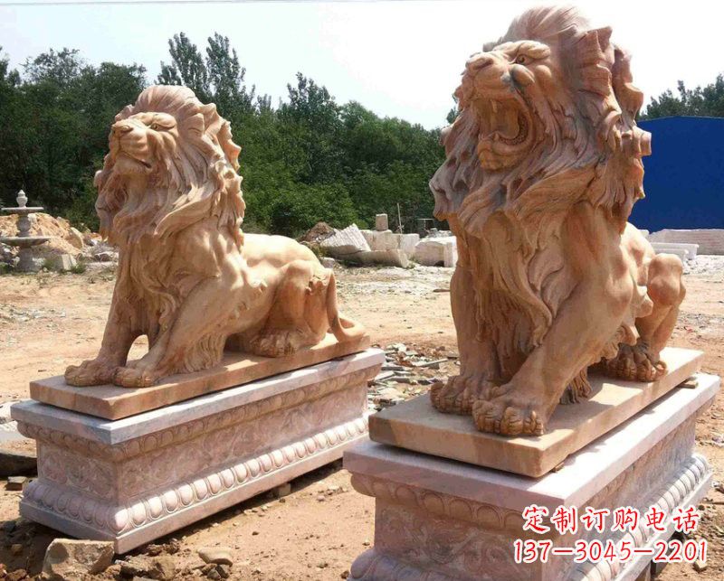 福建晚霞红欧式狮子雕塑222