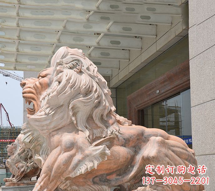 福建晚霞红欧式狮子石雕 (3)