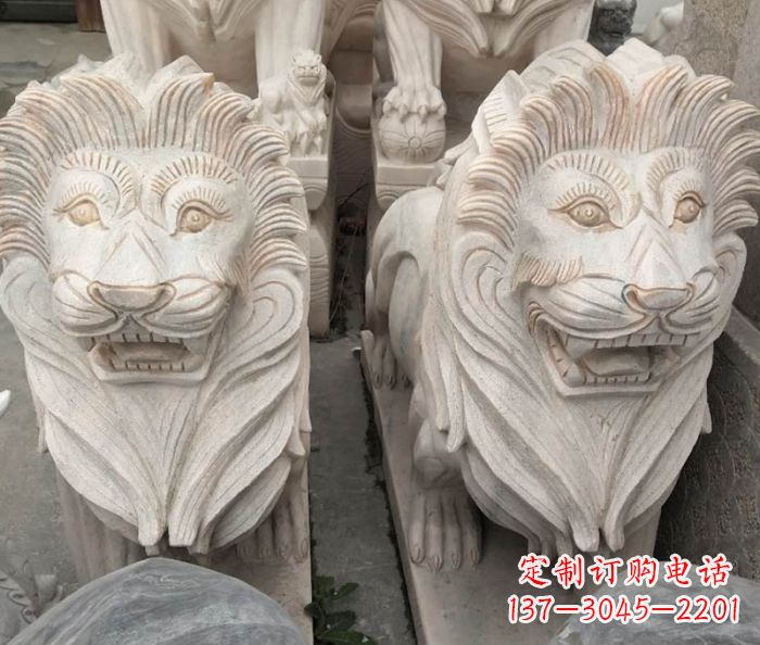 福建晚霞红欧式狮子石雕 (2)