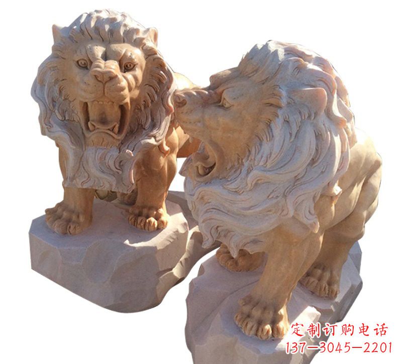 福建晚霞红欧式西洋狮子雕塑