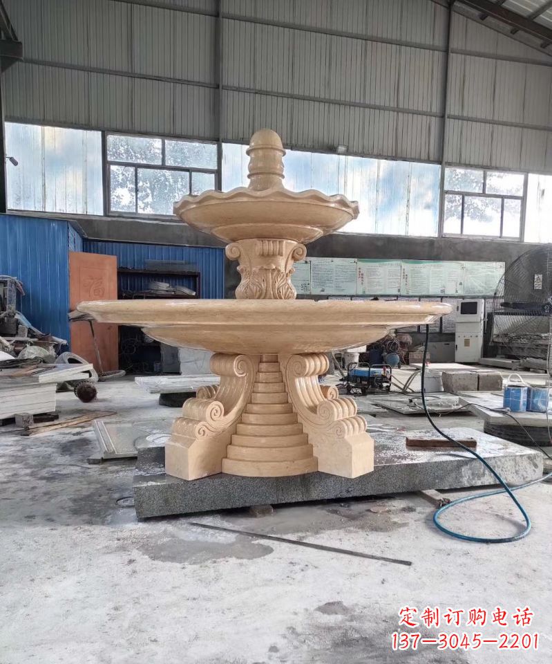 福建晚霞红喷泉石雕广场景观雕塑