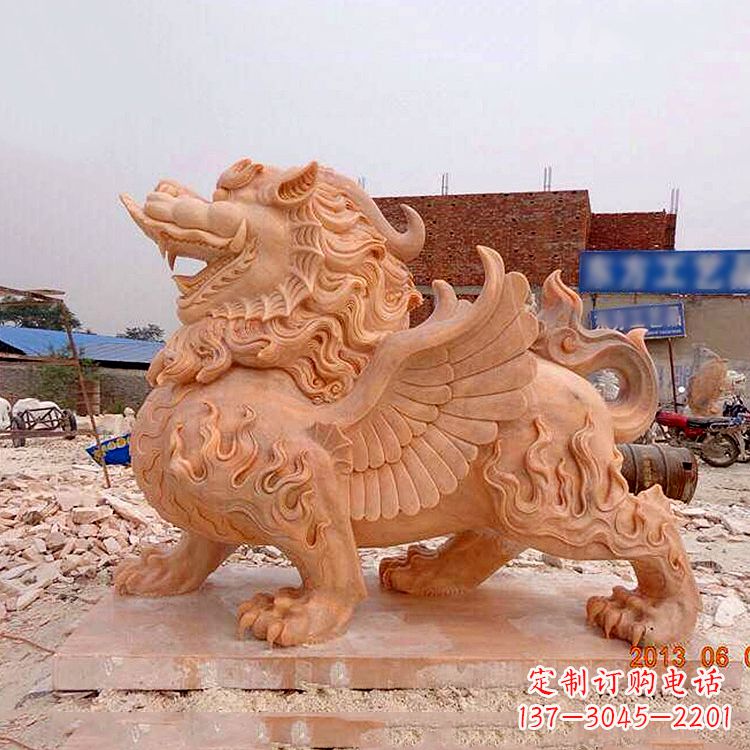 福建晚霞红貔貅雕塑