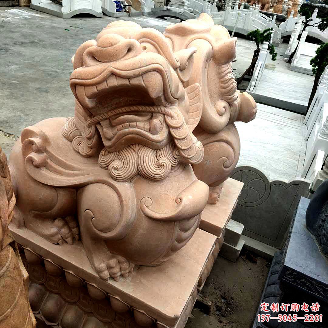福建晚霞红貔貅动物雕塑