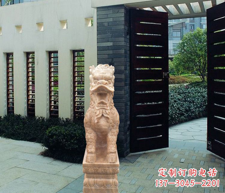 福建晚霞红瑞兽麒麟雕塑