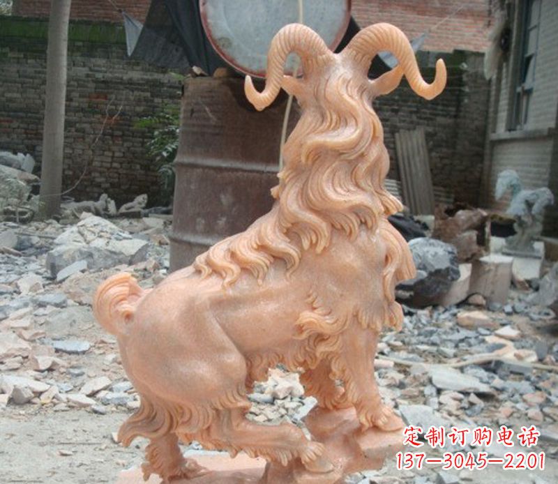 福建晚霞红山羊石雕