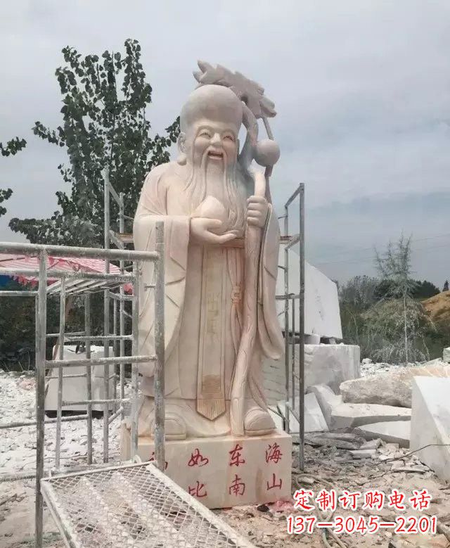 福建晚霞红神像老寿星雕塑