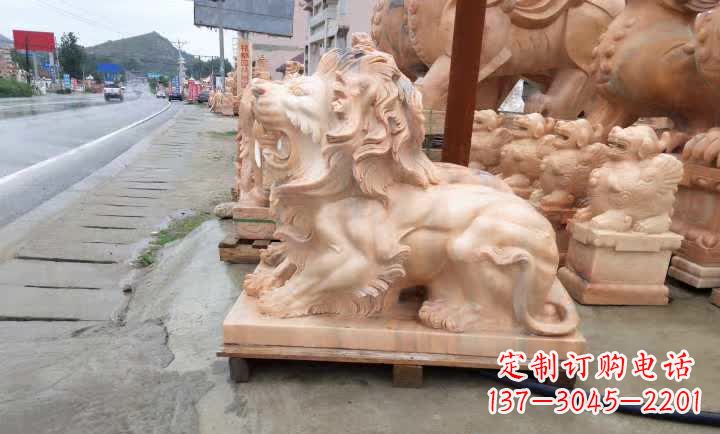 福建晚霞红狮子雕塑
