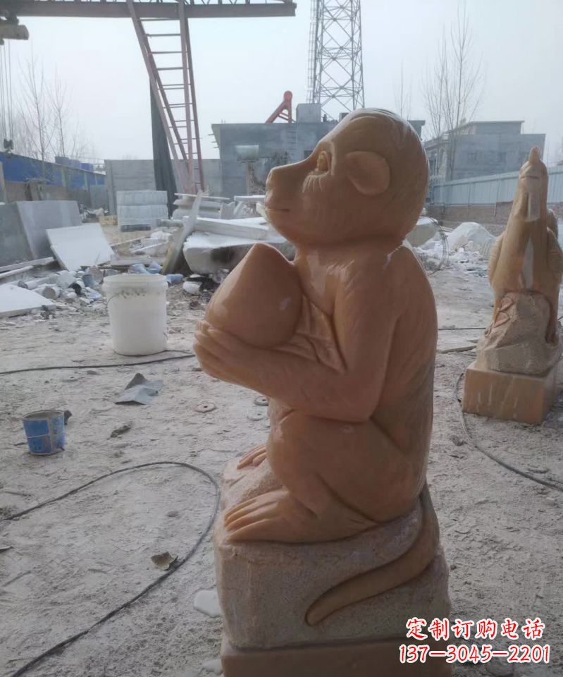 福建晚霞红十二生肖动物石雕