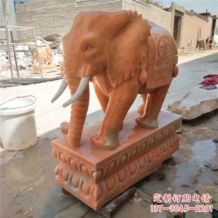 福建晚霞红石雕大象