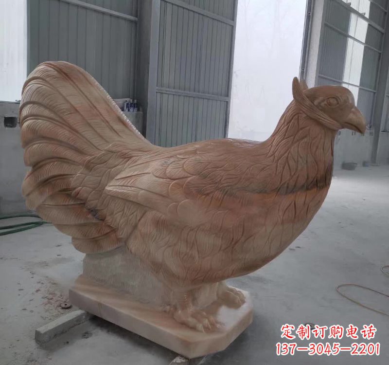 福建晚霞红石雕母鸡