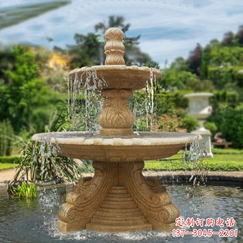 福建晚霞红石雕喷泉