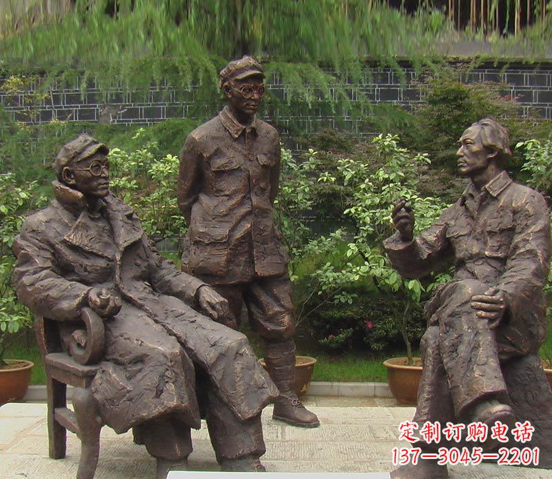 福建伟人毛泽东刘伯承铜雕