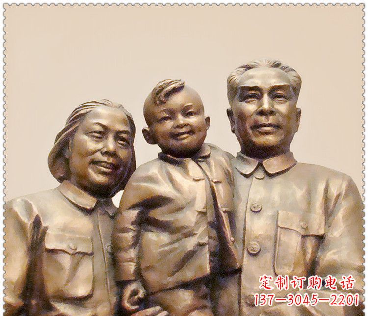 福建伟人周恩来一家铜雕