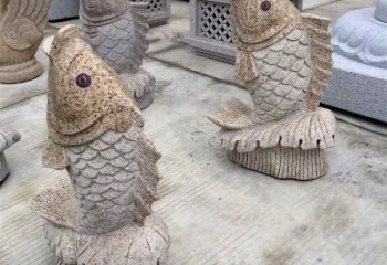 福建花岗岩石雕-鲤鱼雕塑