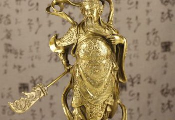 福建中领雕塑|关羽铜像：令人惊叹的纯黄铜武财神