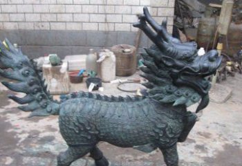 福建青铜雕制神兽麒麟，艺术匠心之至