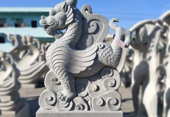 福建造型独特的上古四灵之青龙砂岩石雕塑