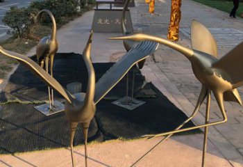 福建上海不锈钢动物鹤雕塑，精美绝伦