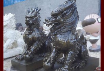 福建中领雕塑的麒麟铜雕是塑造精美的工艺结果。…