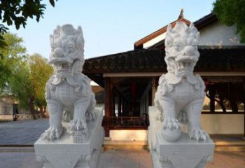 福建精美汉白玉麒麟雕塑