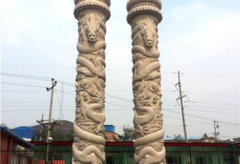 福建石雕华表盘龙柱，雕塑工艺的精美展示