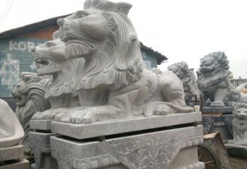 福建优质石雕汇丰狮子雕塑