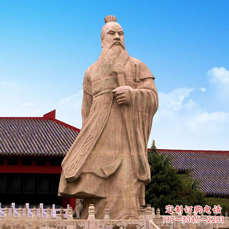 福建魏武帝曹操砂岩石雕塑像