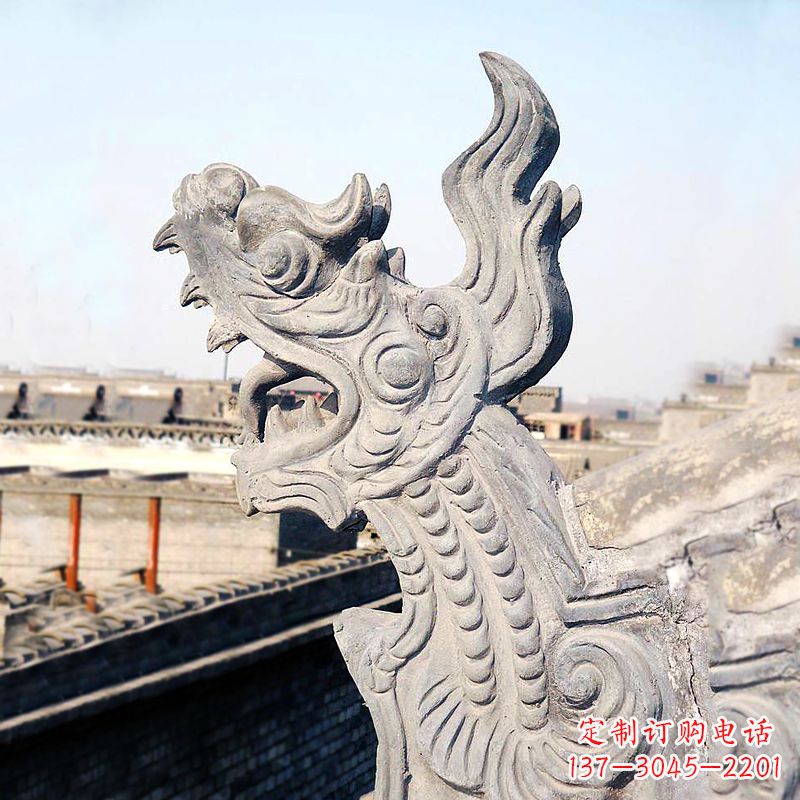 福建屋脊鸱尾螭吻雕塑-古建装饰神兽动物雕塑