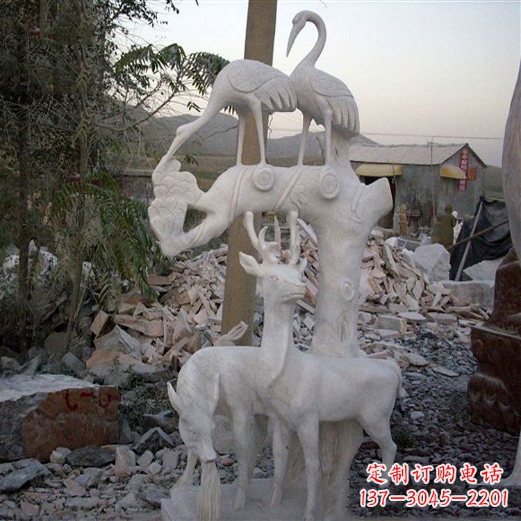 福建仙鹤石雕景观摆件